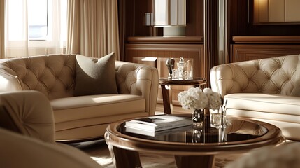 Wall Mural - Design a luxury lifestyle website in a refined mocha color scheme Incorporate elegant call-to-action buttons and compelling testimonials or case studies reflecting the approachable yet sophisticated