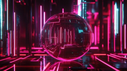 Poster - d holographic globe surrounded by dynamic glowing lines and abstract visuals, representing iot and s
