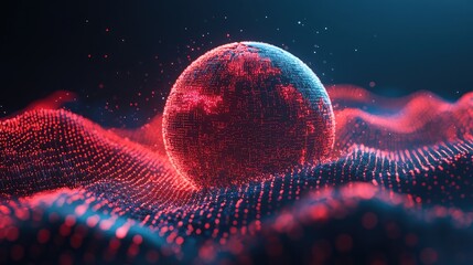 Poster - d holographic globe surrounded by dynamic glowing lines and abstract visuals, representing iot and s