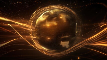 Poster - d holographic globe surrounded by dynamic glowing lines and abstract visuals, representing iot and s