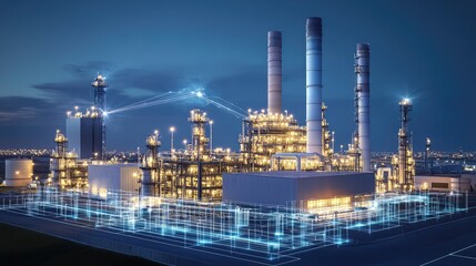 Poster - Advanced smart grid concept illustration with glowing connections and circuit-inspired visuals, perfect for innovation themes and copy space