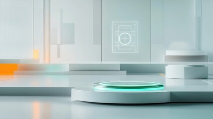 Poster - A conceptual image of a smart port glowing with advanced navigation systems, displayed against a sleek minimalist background