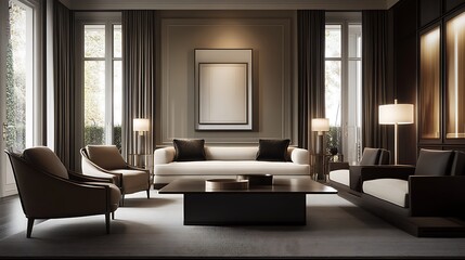 Wall Mural - Build a refined marketing website using a mocha color palette for a luxury lifestyle brand Emphasize interactive call-to-action buttons and feature testimonials that reflect the premium and inviting