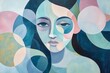 © felix_brönnimann - Abstract portrait of a woman with colorful shapes and soft tones, representing emotions, creativity, and modern art in a contemporary setting. Artistic expression and inspiration.