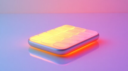 Poster - A futuristic financial management system dashboard glowing softly, displayed on a clean gradient background with ample blank space