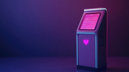 Poster - A futuristic health kiosk with glowing biometric data displays, emphasizing innovation in smart healthcare, with copy space