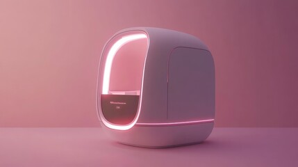 Poster - A futuristic health check station glowing softly, symbolizing innovation in diagnostics, with a clean minimalist background