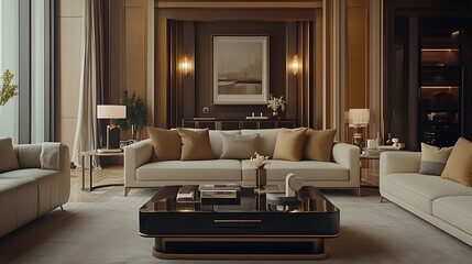 Wall Mural - Develop an elegant marketing website for a luxury brand using a chic mocha palette Emphasize interactive call-to-action buttons and highlight real-life customer testimonials that reflect the