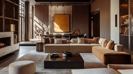 Wall Mural - Build a premium marketing website for a luxury lifestyle brand using a rich mocha color palette Highlight key content areas with interactive call-to-action buttons and client testimonials that