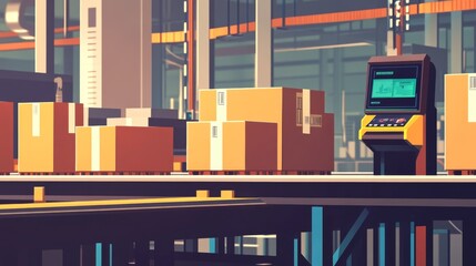 Poster - Warehouse operations efficiency modern logistics facility digital inventory management industrial environment high-resolution concept