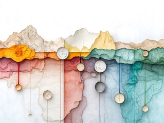 Poster - Breathtaking topographic data map landscape with intricate fluid data representations striking color contrasts and shimmering effects experimental mixed media