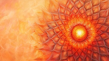 Poster - Vivid Abstract Floral Pattern Radiating Warmth and Light in Vibrant Orange Hues