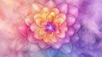 Poster - Abstract Colorful Flower Design with Soft Pastel Hues in Ethereal Background