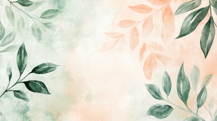 Poster - Nature-inspired watercolor artwork with leaves artistic background soft colors digital illustration organic theme