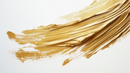 Poster - Dynamic gold brush stroke art studio setting abstract composition minimalist design close-up view creative expression