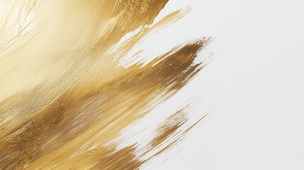 Poster - Golden brushstrokes abstract art gallery space digital artwork minimalist environment close-up view creative expression
