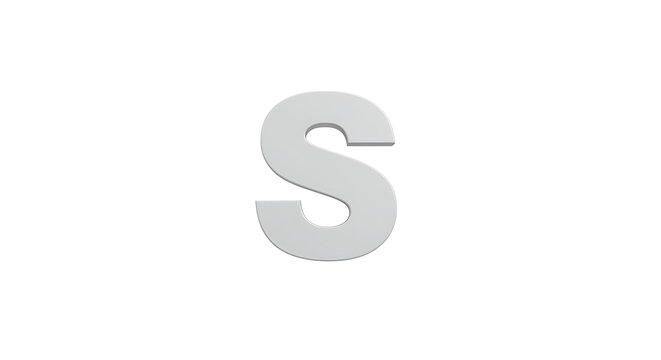 3D Render of Letter S Gray Alphabet White Background Isolated Font Typography