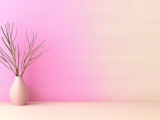 Poster - Soft pink to beige gradient background with a contemporary textured overlay and a minimalist design  This digital render creates a calming serene