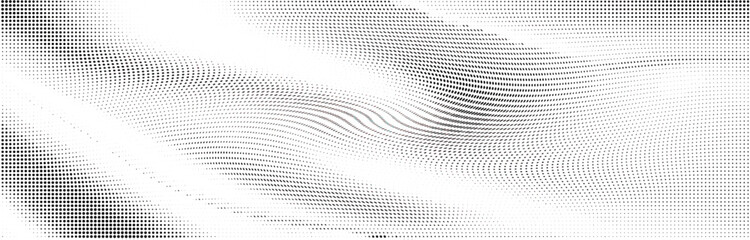 Wavy gradient halftone dots pattern texture background. Vector illustration
