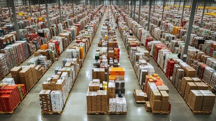 Aufkleber - warehouse inventory management distribution center photographic overview industrial environment aeri