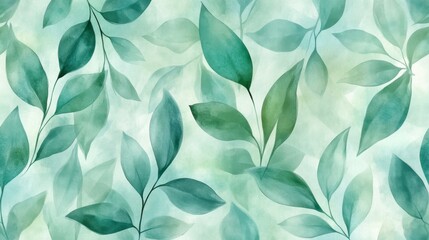 Poster - Lush green leaf patterns nature theme digital artwork tranquil environment aesthetic design organic inspiration