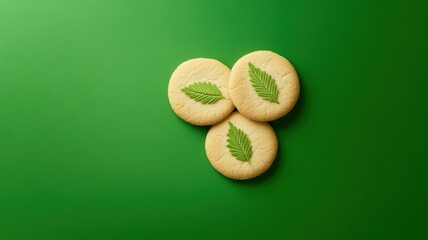 Wall Mural - Delicious banner cookies adorned with cannabis leaves, perfect for a unique and festive treat.