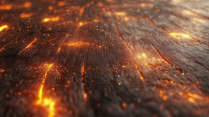 Wall Mural - Glowing lava-like texture on a wooden surface.