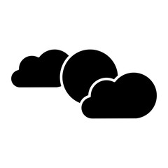 clouds and sun icon, simple flat style, logo sign symbol vector illustration pictogram, isolated on white for mobile app