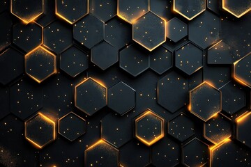 Poster - Abstract Hexagon Pattern with Glowing Edges