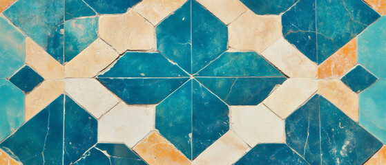 Poster - Elegant Arabesque tile pattern showcasing intricate designs and vibrant colors in a stunning layout