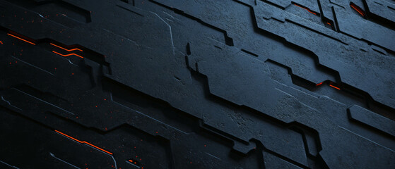 Poster - Unique dark metal banner template with textured surface for industrial designs