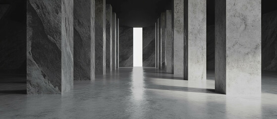 Poster - Modern minimalist banner template with light gray concrete texture and smooth finish