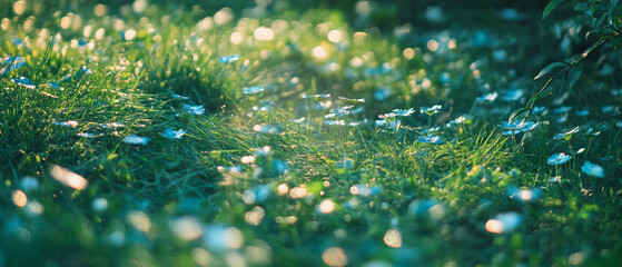 Poster - Vibrant light green grass texture with blank space for creative designs and messaging