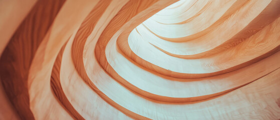 Poster - Rustic light wood texture banner template with warm tones and smooth curves for creative projects