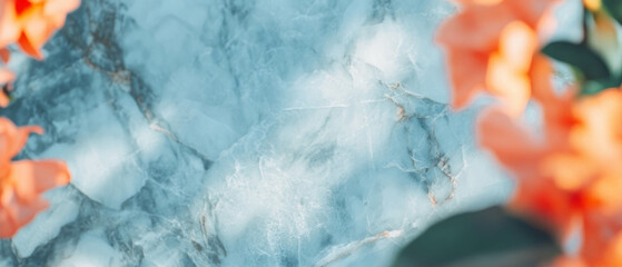 Poster - Elegant white marble banner template with floral accents for modern design projects