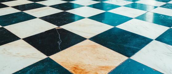 Poster - Classic checkerboard tile pattern showcases timeless design in luxurious space