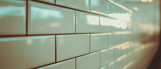 Poster - Cream subway tiles with dark grout create a vintage-inspired ambiance in modern spaces