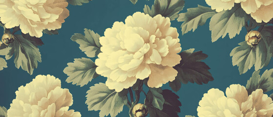 Poster - Elegant damask pattern with floral motifs and subtle textural elements in rich colors