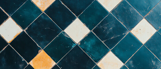 Poster - Colorful diamond tile harlequin pattern with geometric design for modern interiors and decor