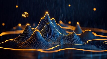 Fototapete - mesmerizing topographic map displaying fluid dynamic weather data and meteorological insights visual