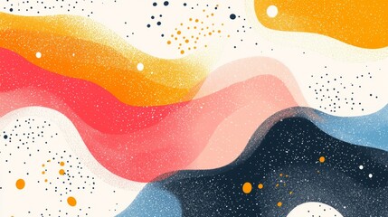 Leinwandbilder - Abstract Artistic Illustration Featuring Colorful Waves and Textures in Vibrant Hues