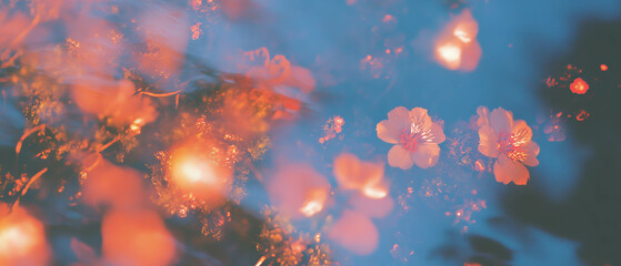 Poster - Contrasting beauty of rusty metal texture with blooming flowers in double exposure
