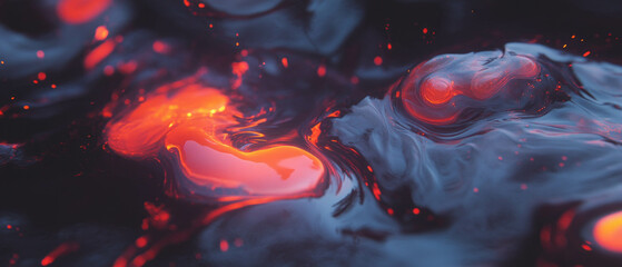 Poster - Colorful abstract fire shapes swirling against a black background creating dynamic patterns