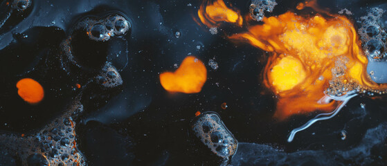 Leinwandbilder - Close-up of fiery orange and yellow fire texture against a dark background
