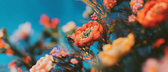 Aufkleber - Explore vibrant floral embroidery patterns showcasing handcrafted artistry and texture
