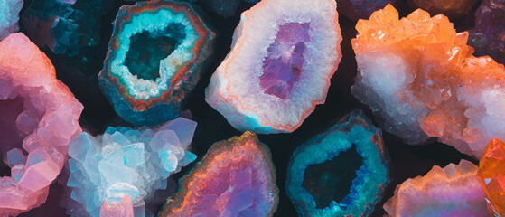 Poster - Colorful geode rock candy showcasing vibrant crystalline formations and sweet textures