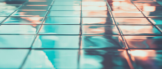 Poster - Shimmering glass tiles create a contemporary and sleek surface design in warm tones