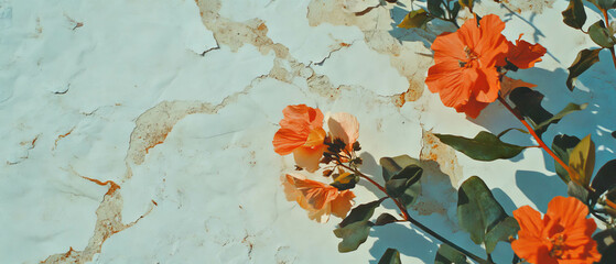 Aufkleber - Handmade paper with floral inclusions rests on a textured background showcasing nature's beauty