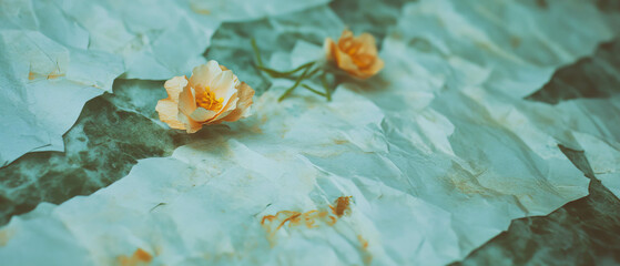 Aufkleber - Handmade paper with floral inclusions design on a textured background