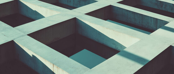 Poster - Interlocking squares create a modern geometric pattern for minimalist wallpaper design